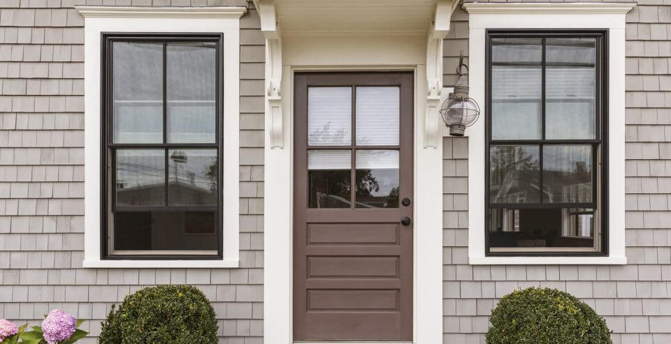 Front door of a suburban home